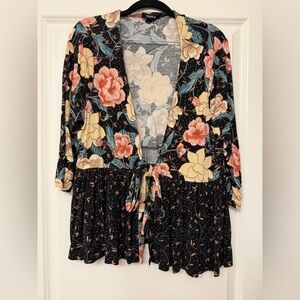 Torrid Black Floral Blouse